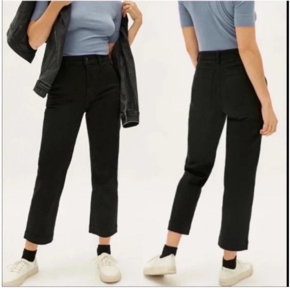 EVERLANE High Waist Cropped Straight Leg Jeans in Black Size 4